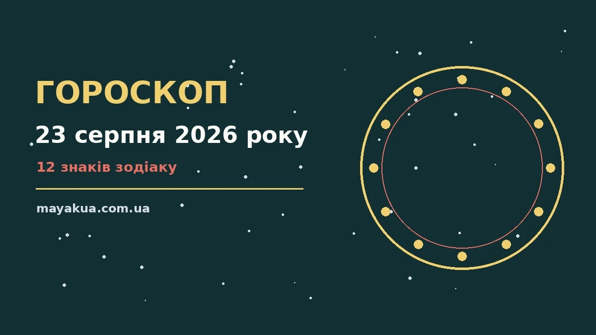 Астрологічний гороскоп на 23 серпня 2026 року, ілюстрація знаків Зодіаку на тлі ранкового неба