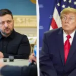 Президент України Володимир Зеленський під час спілкування з журналістами у Прилуках на місці ракетного удару по