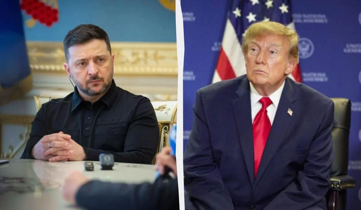 Президент України Володимир Зеленський під час спілкування з журналістами у Прилуках на місці ракетного удару по